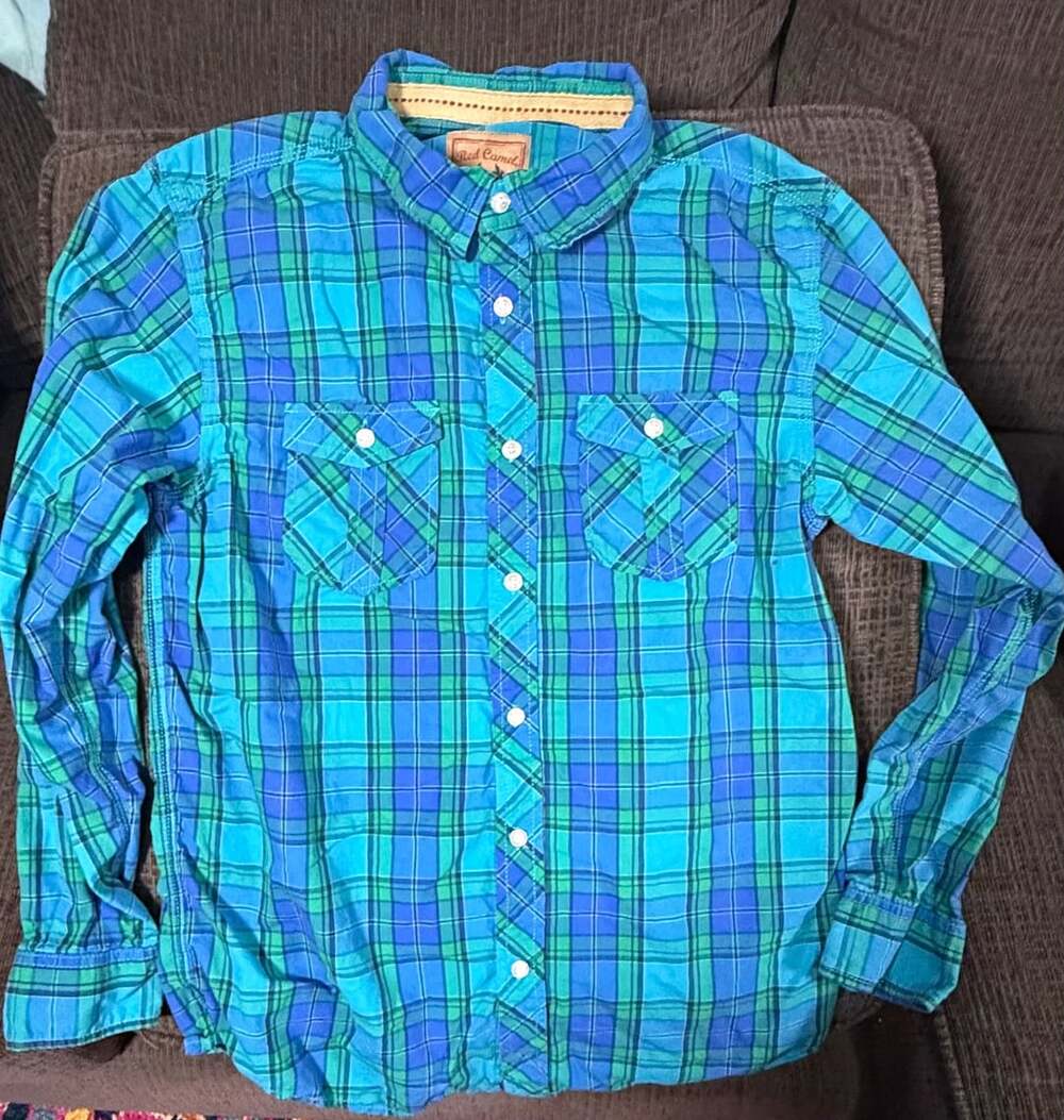 Red Camel Boys Plaid Button-Down Long Sleeve Shirt Size XL